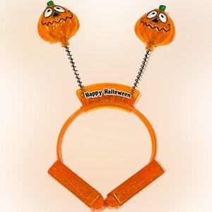 “HAPPY HALLOWEEN” JACK-O-LANTERN PUMPKIN LIGHT-UP HEADBAND ORANGE 4-5” D COSTUME
